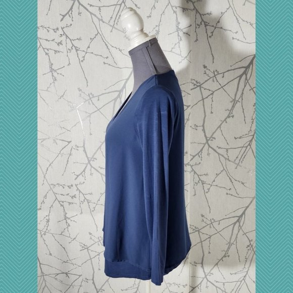 J. Jill Wearever Blue Layered V-Neck Long Sleeve Blouse - Picture 2 of 4